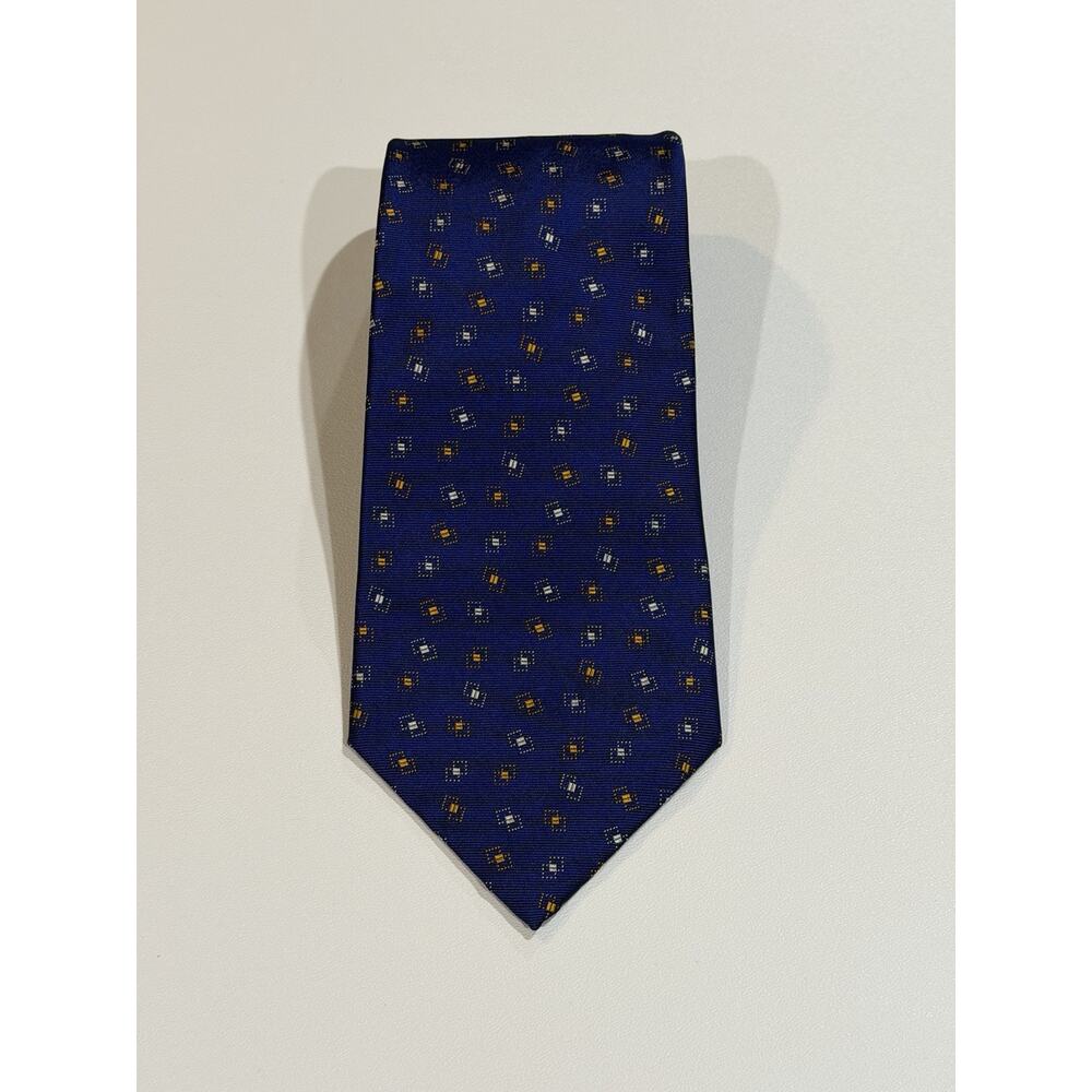 Polo Ralph Lauren Men’s Silk Tie Necktie Blue Geometric Pattern Classic
